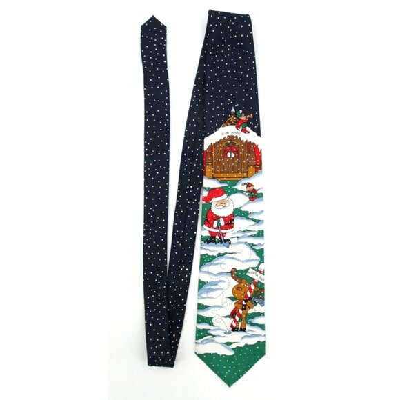 Lot of 2 Vintage 90s Mens Neckties Wide Classic Santa Golfing Hallmark Christmas - Picture 8 of 16